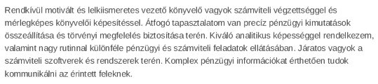 személyes profilt könyvelő önéletrajzhoz