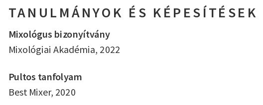 példák tanulmányok a pultos önéletrajzban