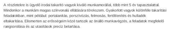 személyes profilt eladói önéletrajzban