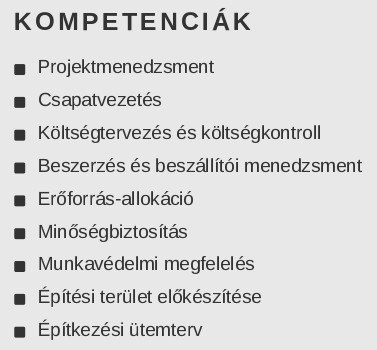 készségek építőipari