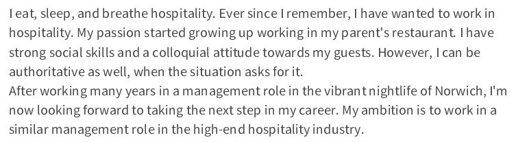 Angol önéletrajz Személyes profil