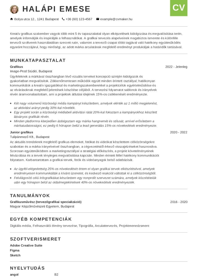 Grafikus önéletrajz-minta