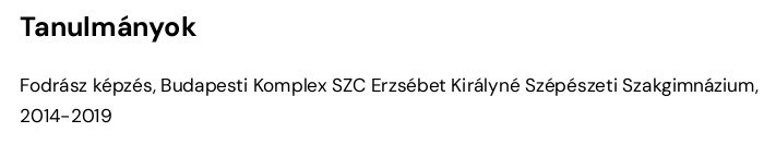 példák tanulmányok a fodrász önéletrajzban