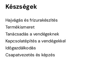 példák készségek a fodrász önéletrajzban