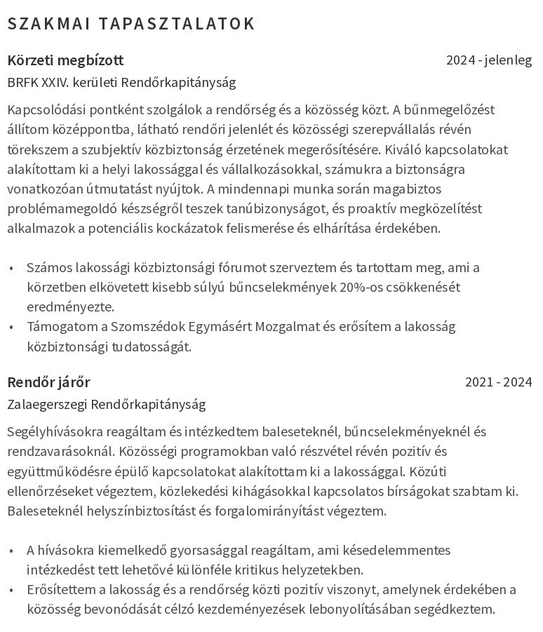 rendőr önéletrajz minta munkatapasztalatok rendőr önéletrajz minta munkatapasztalatok
