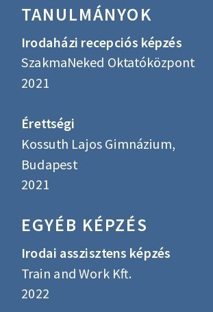 Recepciós önéletrajz minta tanulmányokat Recepciós önéletrajz minta tanulmányokat