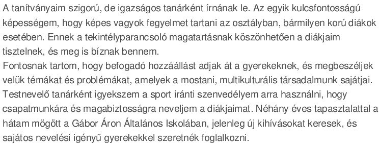személyes profilt tanár önéletrajzhoz
