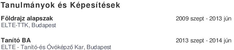 tanfolyamokat és bizonyítványokat tanár önéletrajzhoz