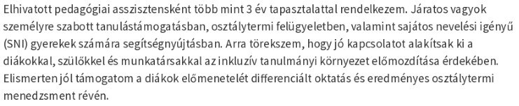 pedagógiai asszisztensi önéletrajz minta személyes profilra