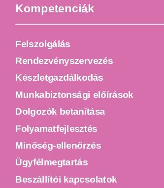 készségek a pincér önéletrajzban